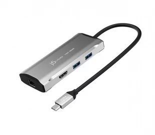 Stacja dokująca j5create 4K60 Elite USB-C 10Gbps Travel Dock 1x4K HDMI/2xUSB 3.1/1xUSB-C/1xRJ45 Gigabit; kolor srebrny JCD392-N - Czasopisma - miniaturka - grafika 1