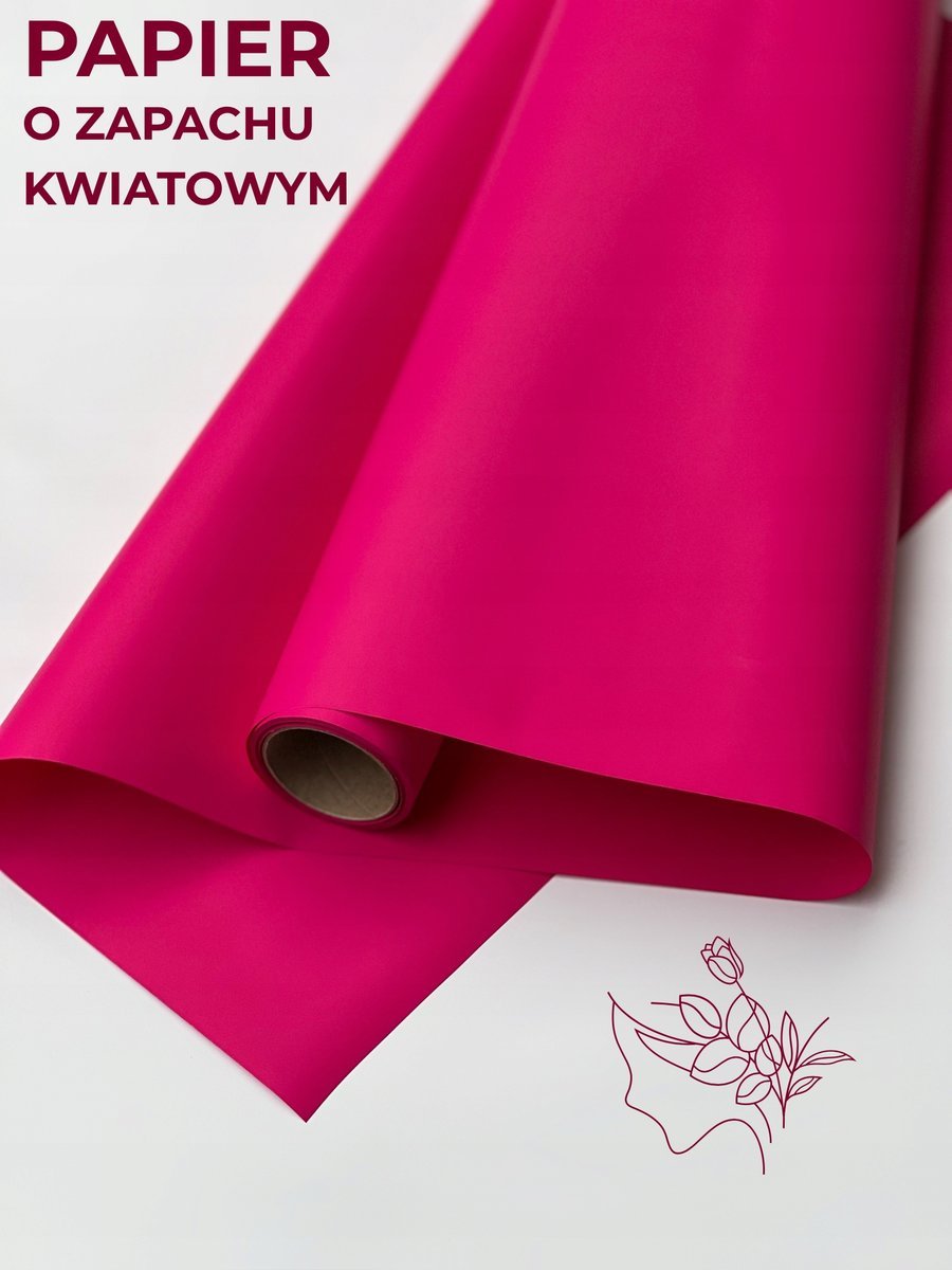 Folia florystyczna satynowa o zapachu kwiatowym 50cmX9m Malinowy neon