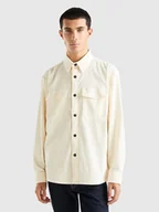 Koszule męskie - Benetton Koszula w kolorze kremowym - miniaturka - grafika 1