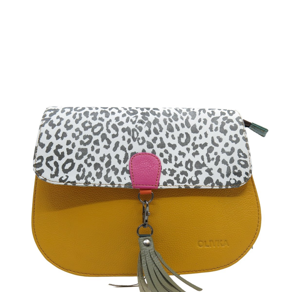 Torebka damska klasyczna odpinany wymienny chwost brelok OLIVKA