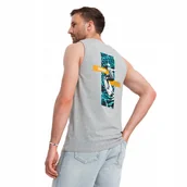 Koszulki męskie - Bawełniany tank top męski z nadrukiem szary melanż V3 OM-TSTT-0191 L - miniaturka - grafika 1