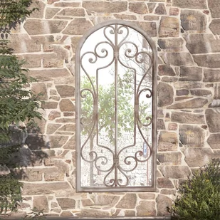 vidaXL Lustro ogrodowe, kolor piaskowy, 100x45 cm, żelazna rama - Pozostałe ozdoby ogrodowe - miniaturka - grafika 1
