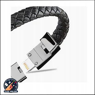 Bransoletka USB ze skóry PU z funkcją szybkiego ładowania USB-iPhone 20cm - Kable USB - miniaturka - grafika 1