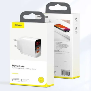 Baseus Mirror Lake szybka ładowarka Quick Charge 3.0 2x USB 18W z wyświetlaczem biały (CCJMHA-A02) - Ładowarki do telefonów - miniaturka - grafika 19