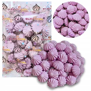 Posypka na tort bezy beziki mini cukrowe fioletowe ozdoby 50g 25szt - Dodatki do ciast w proszku - miniaturka - grafika 1