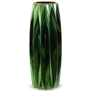 Wazon EUROFIRANY Negro 17 x 45 cm Szklany Zielony - Wazony i flakony - miniaturka - grafika 1