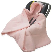 Koce i narzuty dla dzieci - OTULACZ DO FOTELIKA NOSIDEŁKA MUŚLINOWY Z KAPTURKIEM KOCYK Kerstin - miniaturka - grafika 1