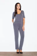 Kombinezony - Szary Kombinezon z Pęknięciem na Plecach - miniaturka - grafika 1