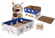 Drapaki dla kotów - Pudełkowy drapak dla kota 43x30x14,5cm tekturowe pudełko i kryjówka - miniaturka - grafika 1