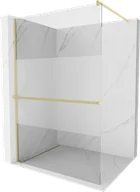 Ścianki i drzwi prysznicowe - Mexen Kioto+ ścianka prysznicowa z półką Walk-in 100 x 200 cm, transparent/szron, złota szczotkowana - 800-100-121-55-35 - miniaturka - grafika 1