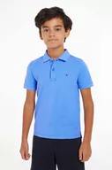 Koszulki dla chłopców - Tommy Hilfiger polo bawełniane dziecięce kolor niebieski gładki - miniaturka - grafika 1