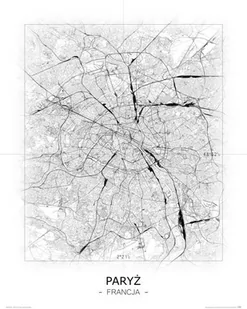 Plakat NICE WALL Paryż, Czarno-biała mapa 40x50 cm - Plakaty - miniaturka - grafika 1