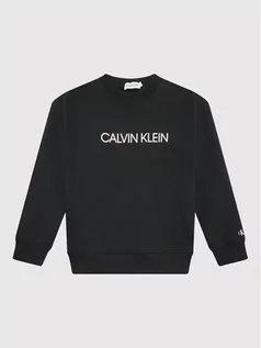 Bluzy dla chłopców - Calvin Klein Jeans Bluza Unisex Institutional Logo IU0IU00162 Czarny Regular Fit - grafika 1