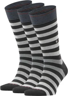 Skarpety męskie Burlington 3-pack - Blackpool, bawełna, paski, logo, jeden rozmiar czarny/szary 40-46 - Skarpetki męskie - miniaturka - grafika 1