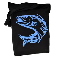 Torby i wózki na zakupy - TORBA bawełniana czarna 220g z nadrukiem RYBA torebka bawełniana siatka - miniaturka - grafika 1