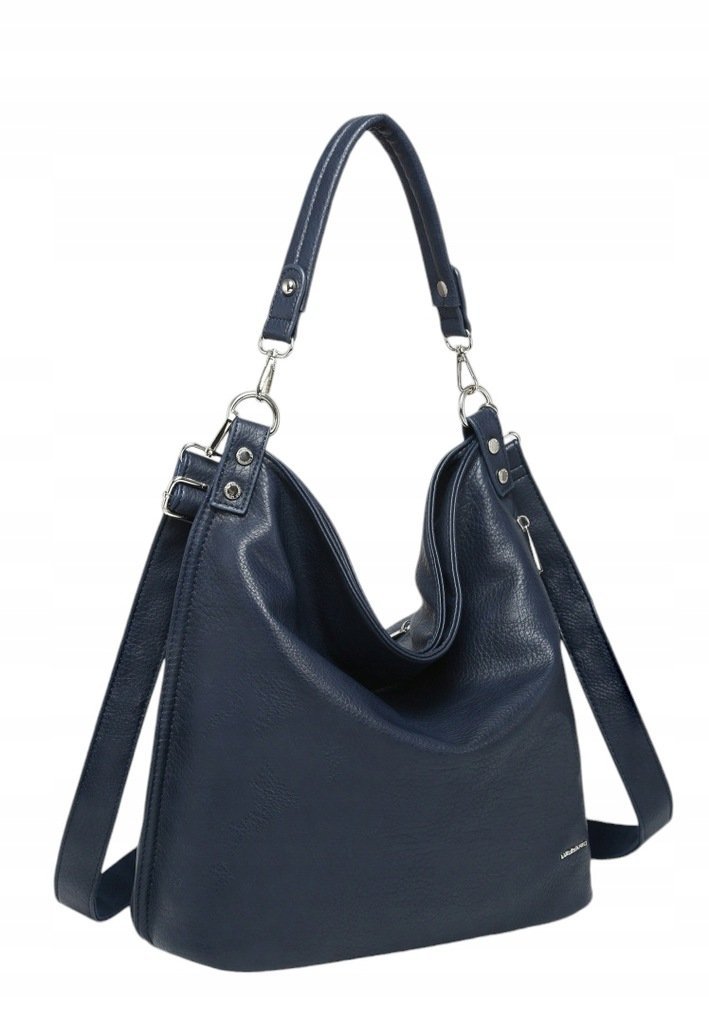 Pojemna Torebka Damska Shopper na Ramię Granatowa LUIGISANTO V-28 Blue