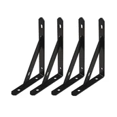 Zawiasy, okucia i inne akcesoria - Wspornik półki ściennej, trójkątny wspornik półki ściennej, ze śrubami, 15 x 9,5 x 1,6 cm, 4 sztuki, czarny - miniaturka - grafika 1