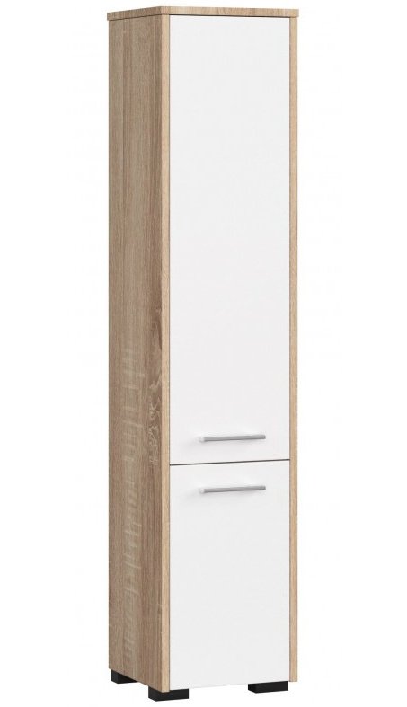 3xEliving KORALIA D2 szafka wysoka, szafka łazienkowa w kolorze dąb sonoma/biały 140x30x30