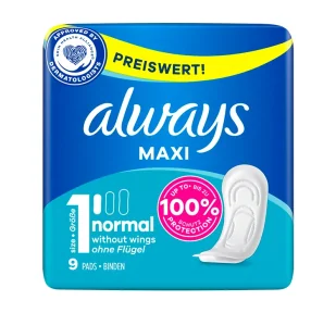 Always Maxi podpaski higieniczne bez skrzydełek 1 Normal 9 sztuk - Podpaski - miniaturka - grafika 1