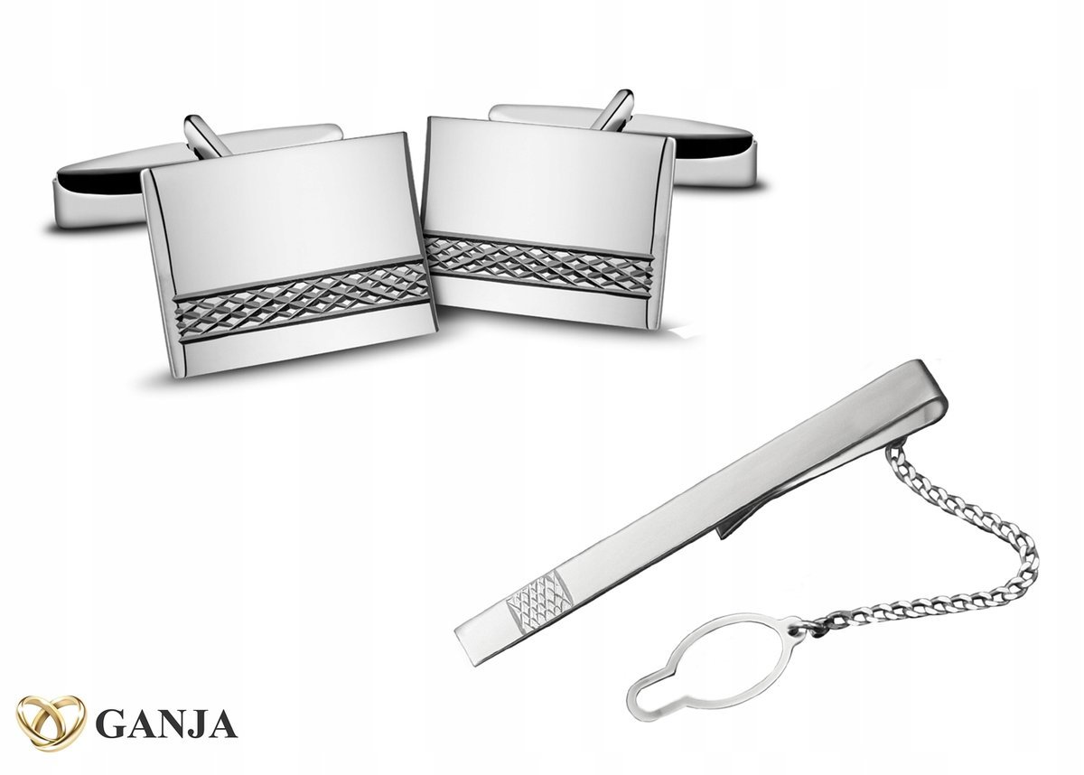 Zestaw spinek do krawata i do mankietów AG925