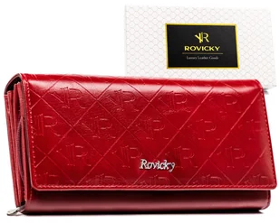 Duży portfel skórzany damski z monogramem Rovicky ochrona RFID - Portfele - miniaturka - grafika 1