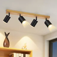 Lampy sufitowe - NETTLIFE Lampa sufitowa Reflektorowa sufitowy 4 płomienie Drewniana lampa sufitowa GU10 355° regulowana Czarny Vintage Industrial - miniaturka - grafika 1