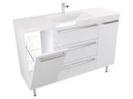 Szafki łazienkowe - Szafka Stojąca Z Umywalką ATH 120 cm KD - Biały Mat - Uchwyty Stal Szczotkowana - miniaturka - grafika 1