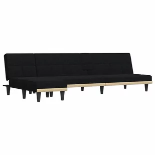 Sofa rozkładana w kształcie L, czarna, 255x140x70 cm, tkanina Lumarko! - Narożniki - miniaturka - grafika 3