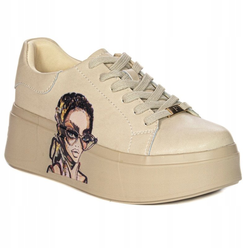 Filippo Sneakersy Skórzane Na Platformie Beżowe DP6207/24 BE r.40
