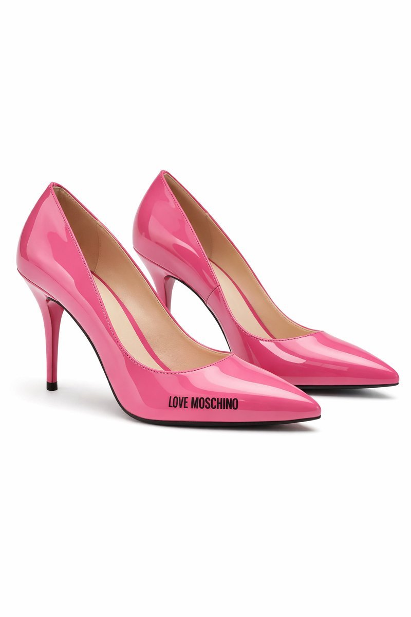LOVE MOSCHINO RÓŻOWE LAKIEROWANE CZÓŁENKA Z SZPILKĄ 39 1I3A