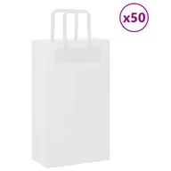 Zestawy upominkowe - vidaXL Torby papierowe 50 szt. z uchwytami białe 21x11x36 cm - miniaturka - grafika 1