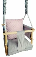 Leżaczki i huśtawki - Szaro-różowa huśtawka dziecięca 3w1 E9-T12 - miniaturka - grafika 1