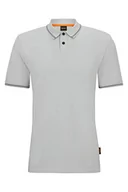Koszulki męskie - BOSS Perete męska koszulka polo z bawełny piqué z kontrastowymi detalami, Light/Pastel Grey50, S - miniaturka - grafika 1