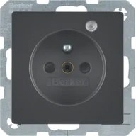 Gniazdka elektryczne - Berker Gniazdo z kontrolą zasilania Berker Q.1/Q.3/Q.7 - antracyt mat - miniaturka - grafika 1