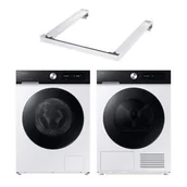 Zestawy AGD - Pralka SAMSUNG BESPOKE AI WW11DB7B94GE EcoBubble 11kg 1400 obr Autodozowanie StayClean + Suszarka SAMSUNG BESPOKE AI DV90DB7845GEU4 z pompą ciepła + Łącznik SAMSUNG SKK-SSW Biały - miniaturka - grafika 1