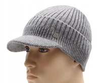 Czapki damskie - CZAPKA zimowa z daszkiem sportowa elastyczna GRAFITOWA Pako Jeans - miniaturka - grafika 1