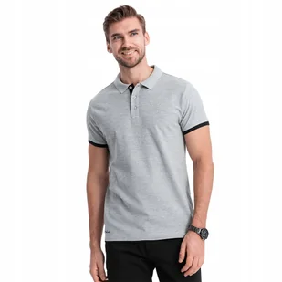 Koszulka męska polo bawełniana jasnoszara V7 OM-POSS-0113 XL - Koszulki męskie - miniaturka - grafika 1