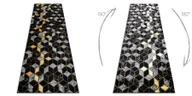 Dywany - Dywan, Chodnik GLOSS nowoczesny 400B 86 stylowy, glamour, art deco, 3D geometryczny / złoty czarny 60x300 cm - miniaturka - grafika 1