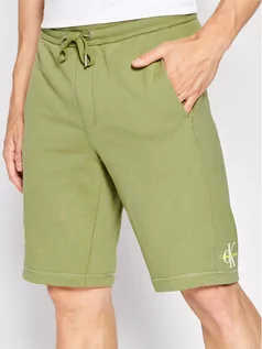 Spodnie sportowe męskie - Calvin Klein Jeans Szorty sportowe J30J320065 Zielony Regular Fit - grafika 1