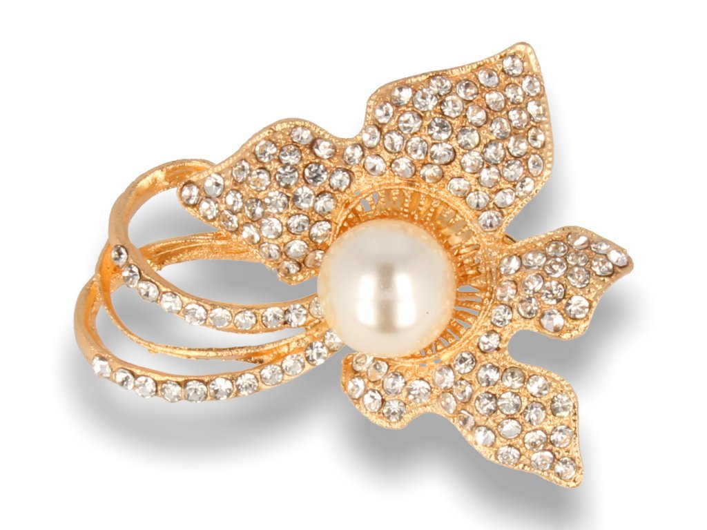 BROSZKA Damska Złoty Kwiatek z Perłą