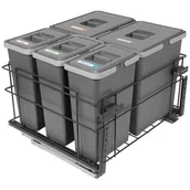 Kosze na śmieci - Sortownik śmieci SQUARE ANTRACYT do szafki 60 cm Cichy domyk 2x18 3x8 z mocowaniem frontu meblowego - miniaturka - grafika 1