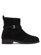Botki damskie - Tommy Hilfiger Botki Th Buckle Riding Suede Bootie FW0FW09047 Czarny - miniaturka - grafika 1