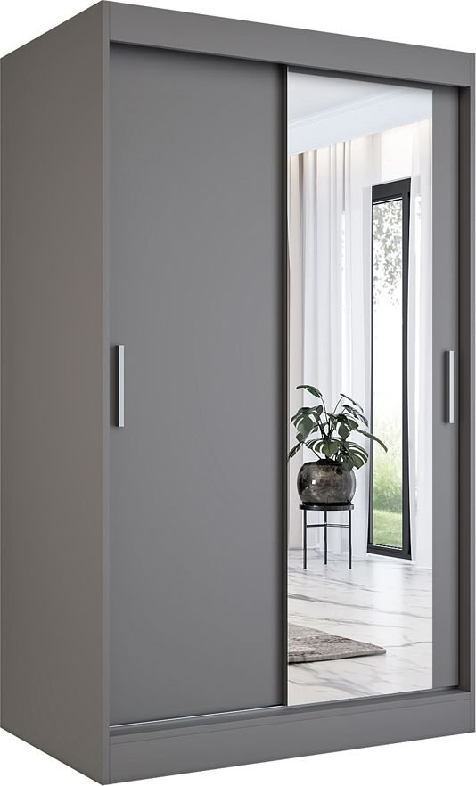 Elior Antracytowa szafa przesuwna z lustrem 120 - Palmira 3X