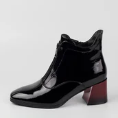 Botki damskie - Czarne lakierowane botki damskie na obcasie Vinceza 58120 - miniaturka - grafika 1