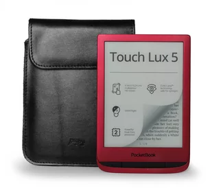 LURESKO Skórzane etui na ebook Pocketbook Touch Lux 4/5 162x113x9mm (magnes płaski)(czarny gładki, czarna nić) - Etui do czytników e-book - miniaturka - grafika 1