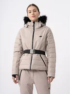 Kurtki narciarskie - 4F Kurtka narciarska 4FAW23TTJAF337 Beżowy Slim Fit - miniaturka - grafika 1
