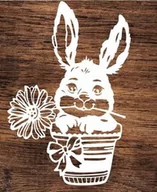 Zabawki kreatywne - Królik z kwiatem- wycinanka z kartonu - miniaturka - grafika 1