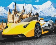 Zabawki kreatywne - Diamentowa Mozaika Auto Sportowe Żółte Obok Zamku W Górach  30x40 Cm - miniaturka - grafika 1
