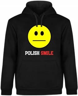 BLUZA MĘSKA Z KAPTUREM POLISH SMILE HUMOR ŚMIESZNA POLSKA CZARNA R-M A124 - Bluzy męskie - miniaturka - grafika 1