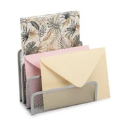 Przyborniki na biurko - SORTER KORESPONDENCJI METALOWY 3 PRZEGRODY SREBRNY - miniaturka - grafika 1